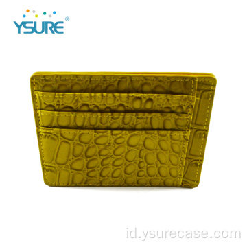 Dompet Pemegang Kartu Kulit Buaya Kuning